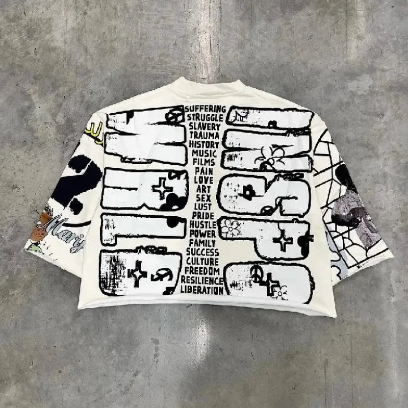 Y2k Streetwear T Shirt Retro Hip Hop Graphic Print T Shirt